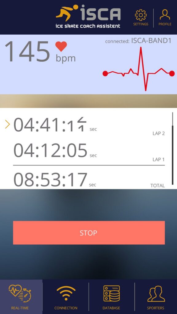 Live heart rate and lap times in the ISCA prototype
